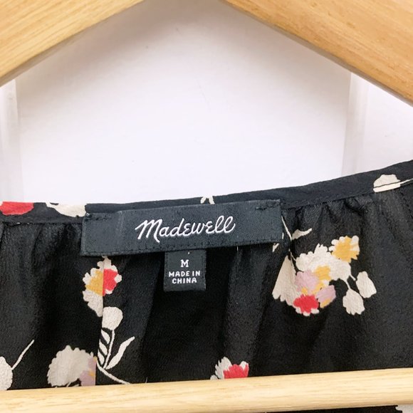 Madewell Silk Notched Ruffle-Cuff Top in Carnation Toss - Picture 5 of 8